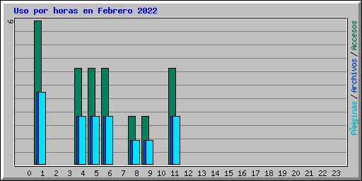 Uso por horas en Febrero 2022